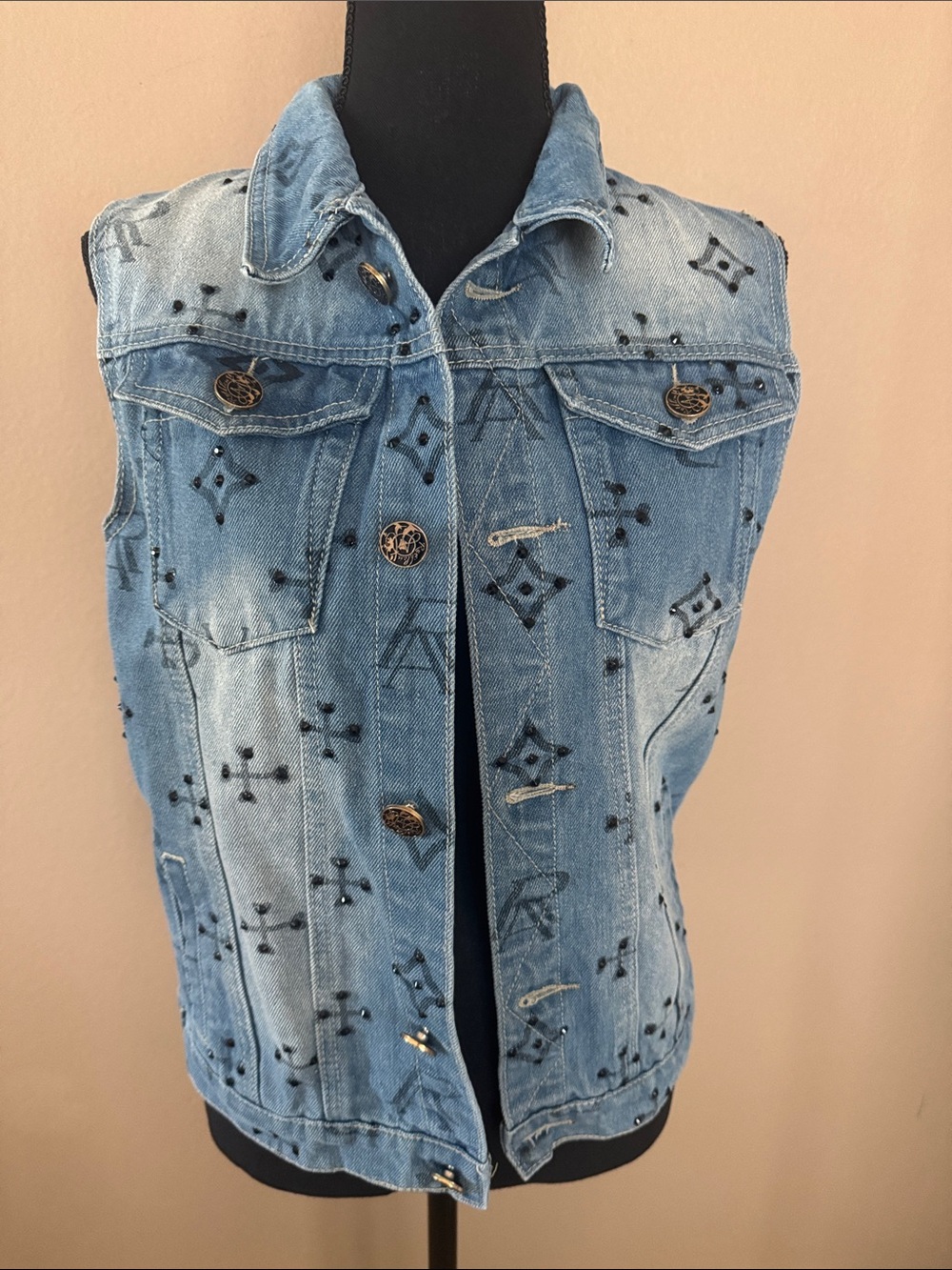 RuthlessApparel Light Wash Denim Piece Rhinestone studded and designer inspired